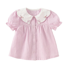 Dave & Bella Girl's Summer Cotton Puff Sleeve Blouse