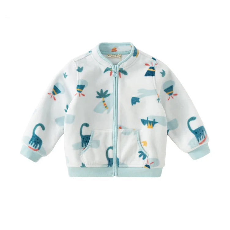 Dave&Bella Toddler Boys’ Fleece Jacket – Playful Print “Hug Jacket”