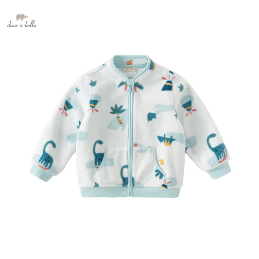 Dave&Bella Baby Boys Spring  Fleece Print Casual Coat Tops