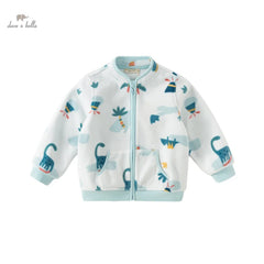 Dave&Bella Baby Boys Spring  Fleece Print Casual Coat Tops