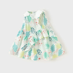 Dave&Bella Baby Girls Summer leaf Print Sleeveless Sweet Dress