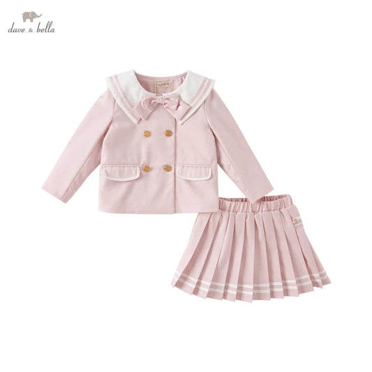 Dave&Bella Toddler Girls Spring Purple Pink Tops Short Skirts Set