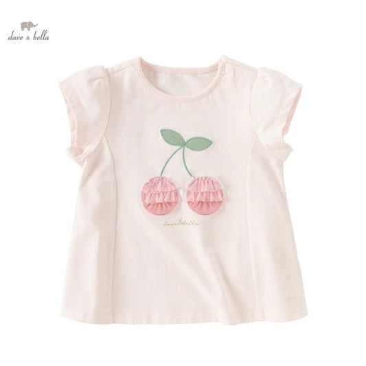 Dave & Bella Summer Baby Girl's Pink Cotton T-Shirt