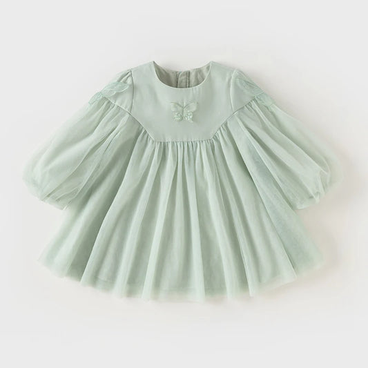 Dave&Bella Baby Girls Spring Green Mesh Cute Party Dress