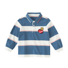 Dave & Bella Kids Cotton Polo Shirt – Long Sleeve Striped Tee