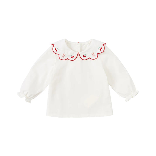 Dave&Bella Girls Spring Cute White Cotton T-Shirt Tops