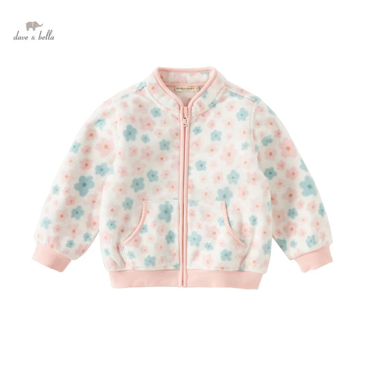 Dave&Bella Baby Girls Spring Fleece Floral Print Coat Tops