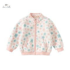Dave&Bella Baby Girls Spring Fleece Floral Print Coat Tops
