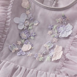 Dave&Bella Toddler Girls Adorable Flower Embroidered Mesh Princess Dresses