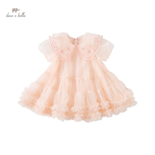 Dave&Bella Girls Summer Sweet Pink Mesh Dress