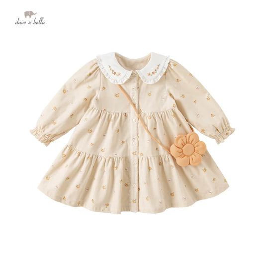 Dave&Bella Baby Girls Spring Cotton Floral Print Sweet Dress