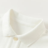 Dave&Bella Boys White Lightweight Cotton Long Sleeve Polo Shirt