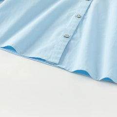Dave&Bella Kids Girls Spring Solid Color Cotton Blouse Shirt Top Blue