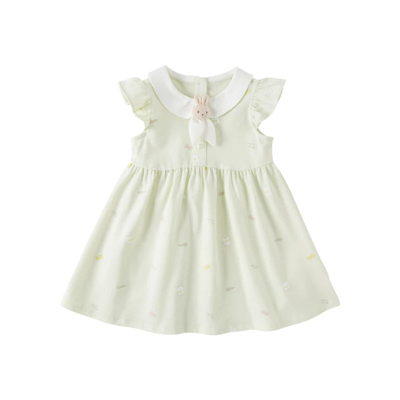 Dave & Bella Summer Baby Girl's Rabbit Bow Floral Dress