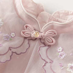 Dave&Bella Girls Spring Dress - Cute Mesh Embroidery Princess Dress for Party