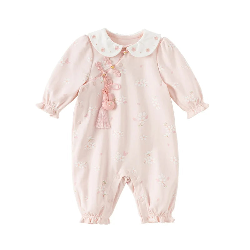 Dave&Bella  Baby Girl Newborn Casual Cotton Floral Romper Jumpsuit