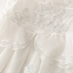 Dave Bella Summer Baby Girls Sleeveless Mesh Princess Dress White
