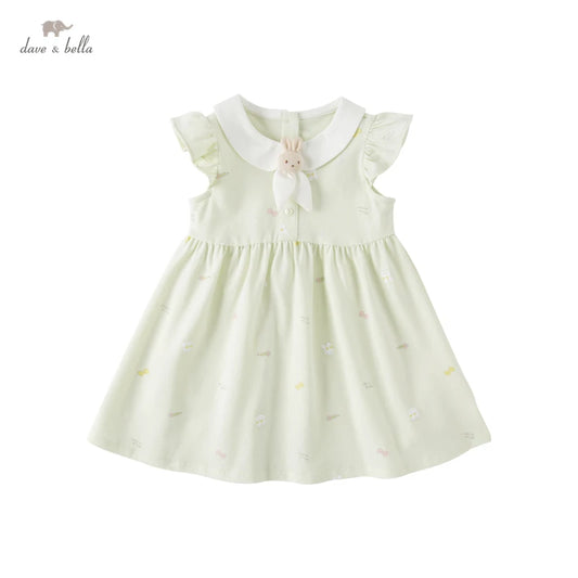 Dave & Bella Summer Baby Girl's Rabbit Bow Floral Dress