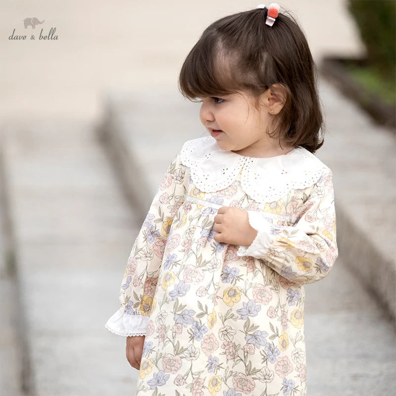 Dave&Bella Toddler Girls Smocked Sundress Cotton Playful Vintage Princess Dress