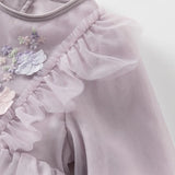 Dave&Bella Toddler Girls Adorable Flower Embroidered Mesh Princess Dresses