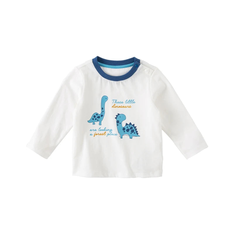 Dave&Bella Baby Boys Spring Dinosaur Cartoon Print Cotton T Shirts
