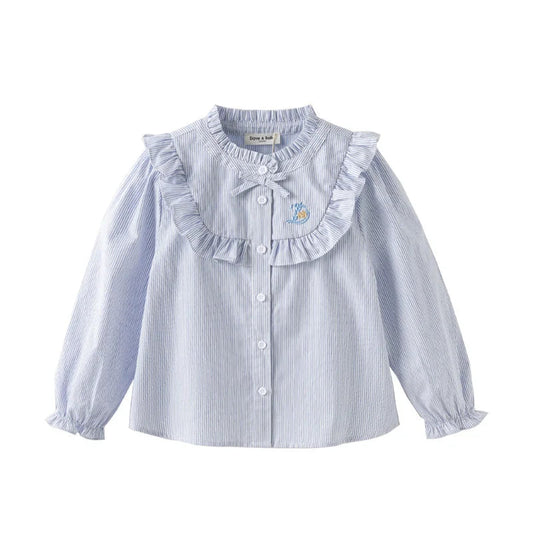 Dave&Bella Girls Spring Cotton Striped Gentle Blouse Shirt Tops