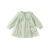 Dave&Bella Kids Girls Fresh Green Mesh Princess Dress(wallet bag)