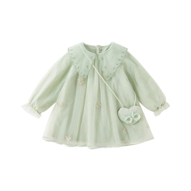 Dave&Bella Kids Girls Fresh Green Mesh Princess Dress(wallet bag)