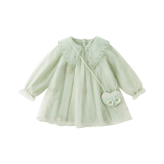 Dave&Bella Kids Girls Spring Green Mesh Princess Dress(wallet bag)