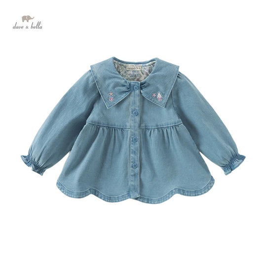 Dave&Bella Children Girls Spring Denim Rabbit Ears Collar Jacket