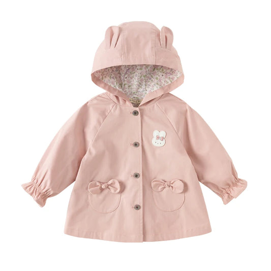 Dave&Bella Girls Spring Single Breasted Hooded Trench Coat