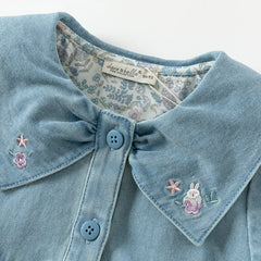 Dave&Bella Children Girls Spring Denim Rabbit Ears Collar Jacket