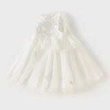 Dave&Bella Summer Toddler Girls White Sleeveless Mesh Princess Dress