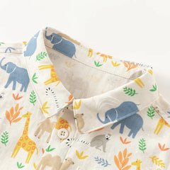 Dave&Bella Baby Boys Summer Cotton Animal Print Short Sleeve Shirt Top