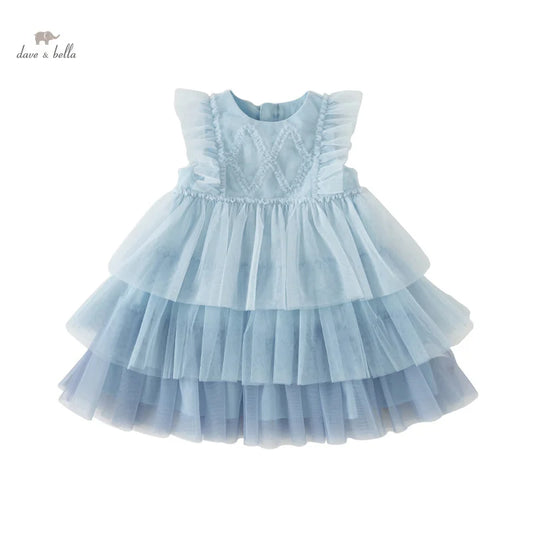 Summer Girl's Sleeveless Layered Mesh Princess Dress