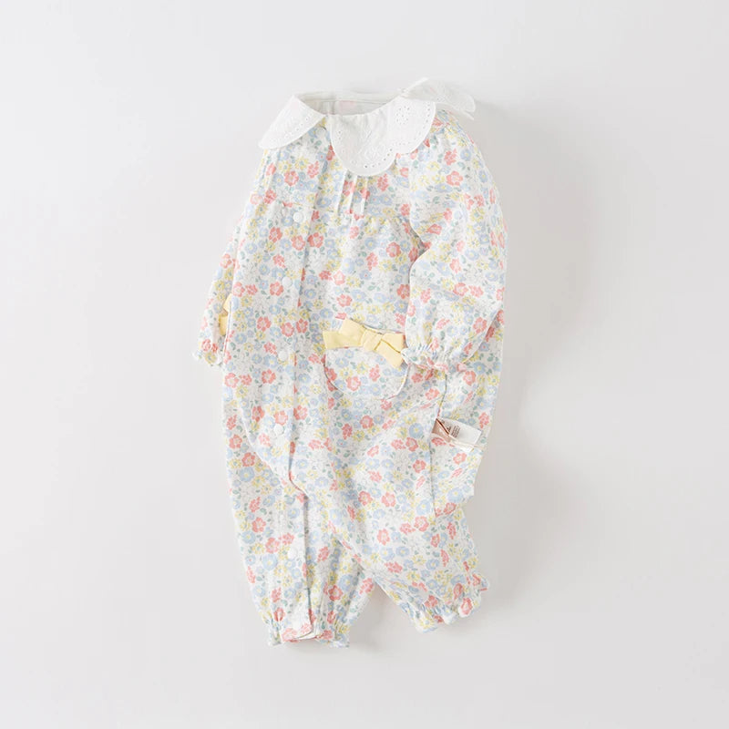 Dave&Bella Baby Girls Sweet Cotton Floral Print Rompers Jumpsuit