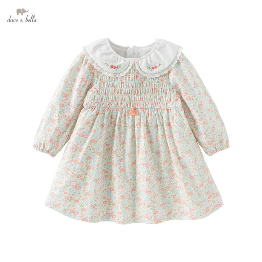 Dave&Bella Baby Girls Spring Cotton Cute Floral Print Dress