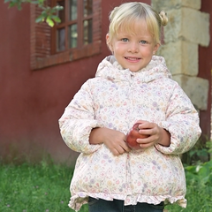 Dave&Bella Toddler Girls Print Pink Long-sleeved Outwear Warm Down Coats