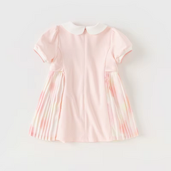 Dave&Bella Baby Girls Summer Short Sleeves Pink Pleated Dress