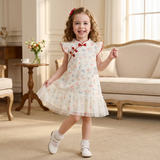 Dave&Bella Toddler Girls Summer Elegant Floral Print Mesh Cheongsam-style Dress (Copy)-1
